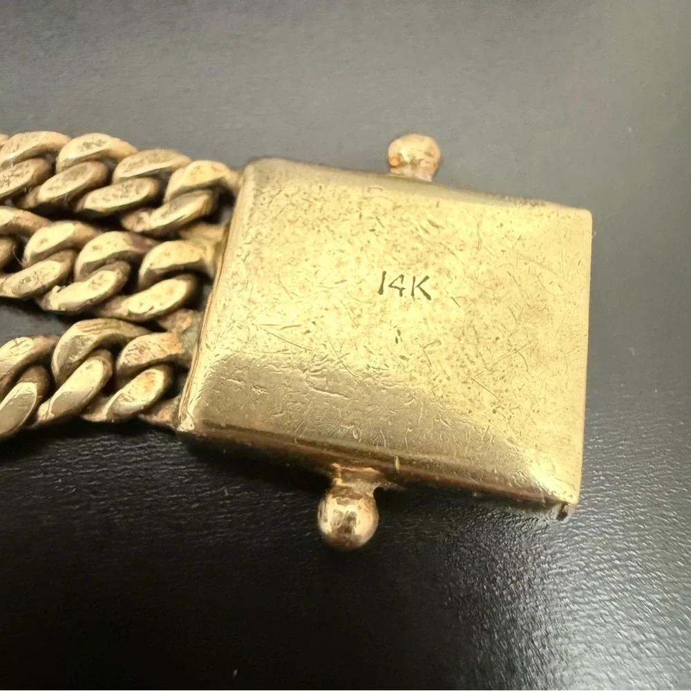 Vintage Saint Barbara Medallion Gold Triple Cuban Link Chain Religious Bracelet - Picture 16 of 16